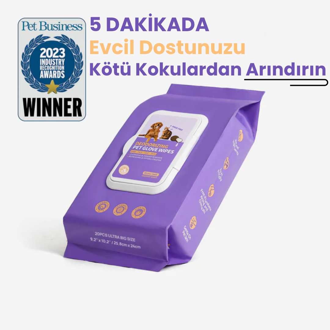 PurePaw Evcil Hayvanlar İçin Koku Giderici Eldiven Mendil